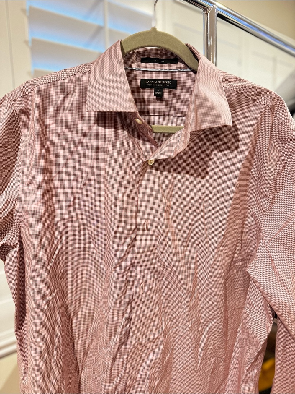 Banana Republic Men’s Light Pink Micro-Check Dress Shirt